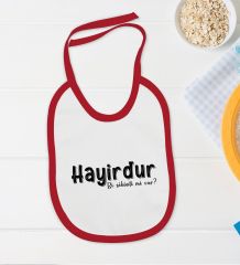 BK Kids Hayirdur Tasarımlı Kırmızı Bebek Body Zıbın ve Mama Önlüğü Hediye Seti-1