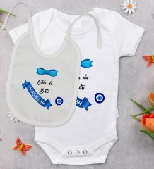 BK Kids Sünnet Tasarımlı Bebek Body Zıbın ve Mama Önlüğü Hediye Seti - Model 1