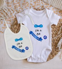 BK Kids Sünnet Tasarımlı Bebek Body Zıbın ve Mama Önlüğü Hediye Seti - Model 1