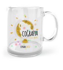 Kişiye Özel Coğrafya Öğretmeni Cam Kupa Bardak - 3