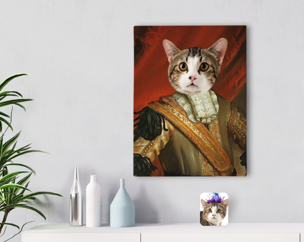 Kişiye Özel Evcil Dost Rönesans Tasarımlı Kanvas Tablo 30x50cm-5
