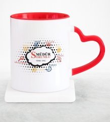 Kişiye Özel Mesleki Sorumlu Müdür Kırmızı Kalpli Kupa Bardak