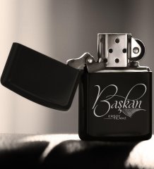Kişiye Özel Başkan Benzinli Siyah Metal Çakmak - 2