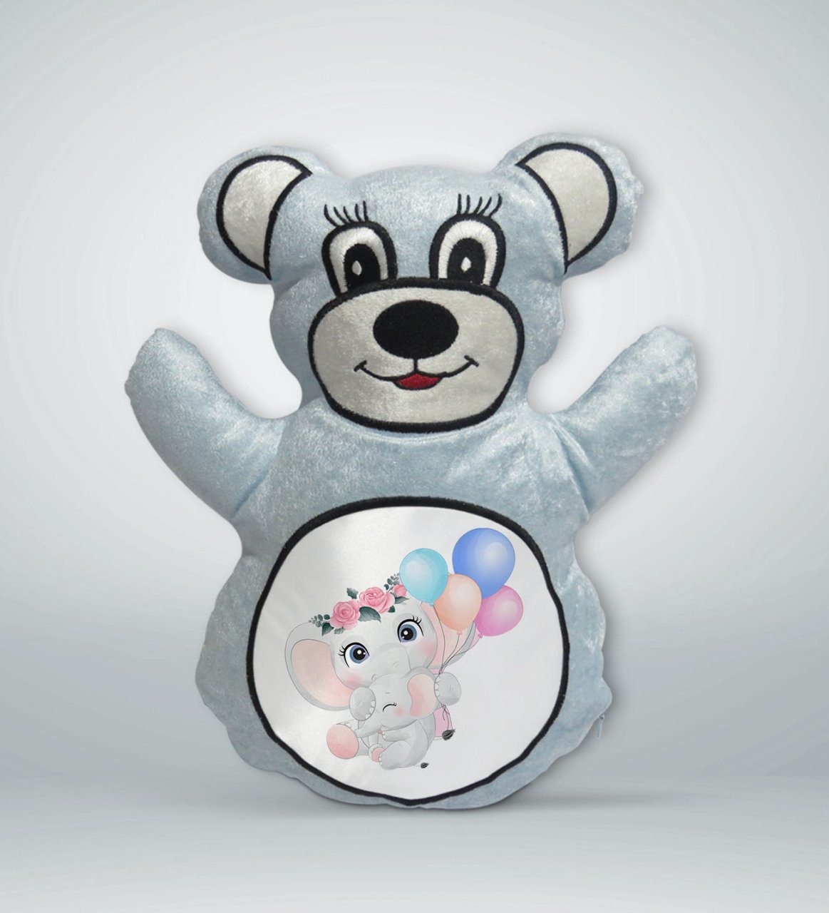 BK Gift Sevimli Fil Tasarımlı Mavi Ayıcık Yastık-8