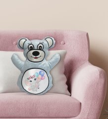 BK Gift Sevimli Fil Tasarımlı Mavi Ayıcık Yastık-8