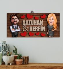 BK Gift Kişiye Özel Sevgililer Karikatürlü Kabartma Figürlü Ahşap Tablo, Duvar Dekoru,Sevgiliye Hediye,Ev Dekorasyonu,Sevgililer Günü Hediyesi-4