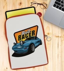 BK Gift Street Racer Tasarımlı Taşınabilir Koruyucu Tablet Kılıfı & Organizer Çanta - Turuncu-1