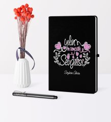 Kişiye Özel Yılın En Sempatik Sevgilisi Temalı Siyah Defter Kalem Seti