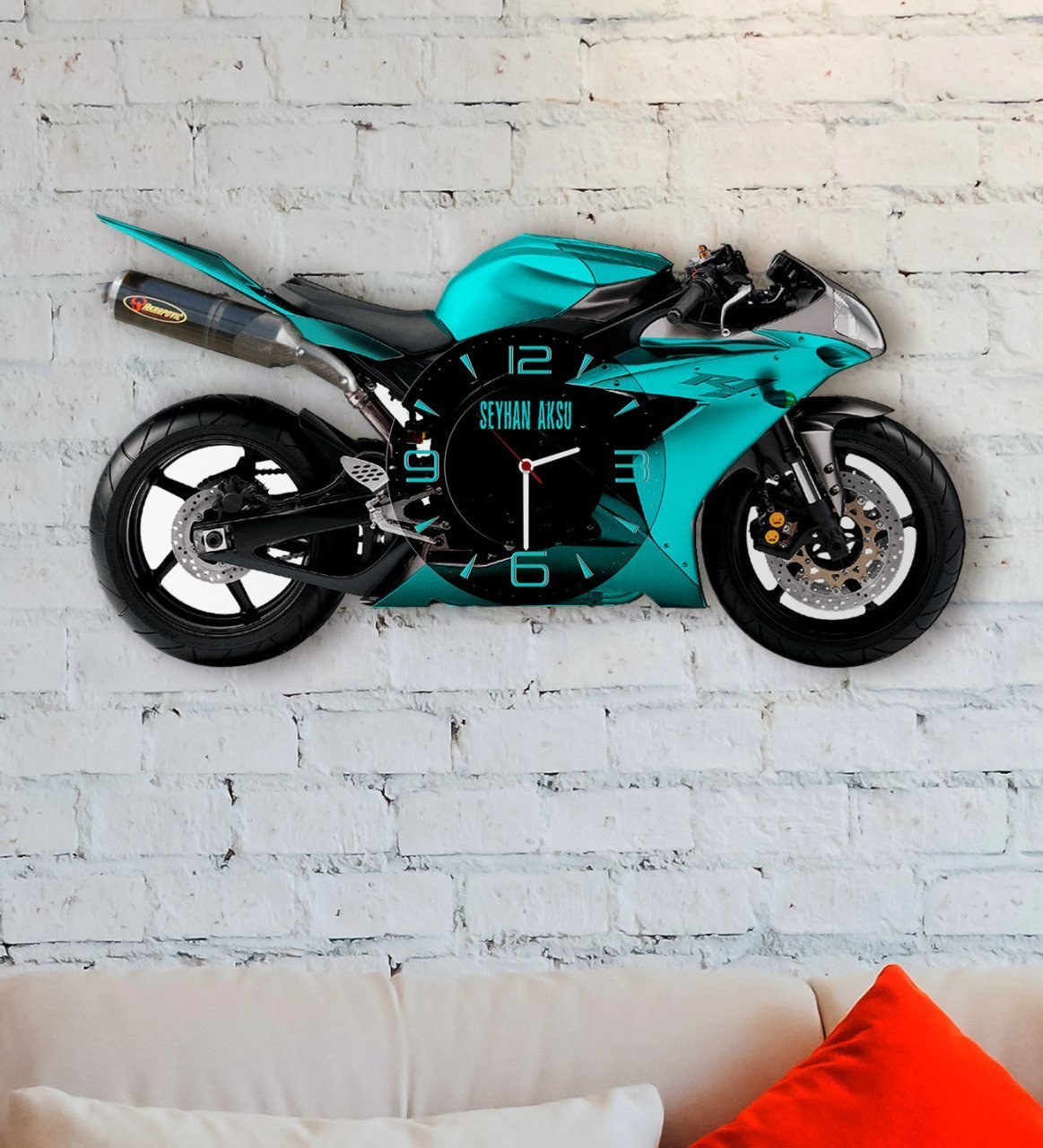 Kişiye Özel Motosiklet Tasarımlı Ahşap Duvar Saati-3