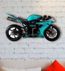 Kişiye Özel Motosiklet Tasarımlı Ahşap Duvar Saati-3