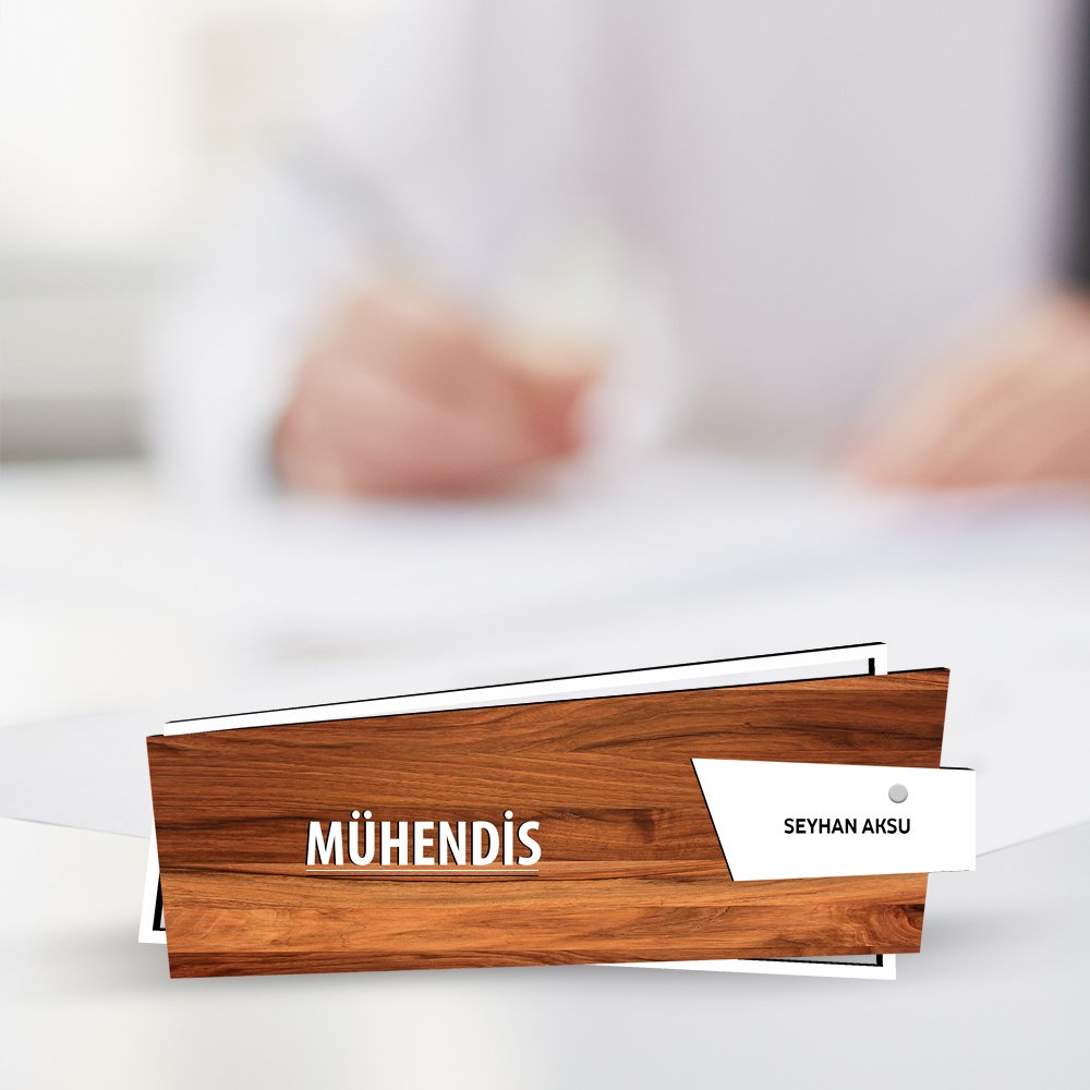 Kişiye Özel Mesleki Mühendis Ahşap Masa İsimliği (Model G5)