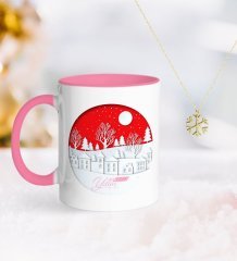 Kişiye Özel Yılbaşı Mutlu Yıllar Pembe Kupa ve Kar Tanesi Kolye-24