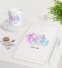 Kişiye Özel Özel Eğitim Öğretmeni Beyaz Defter Kalem Türk Kahvesi Fincanı Seti-2