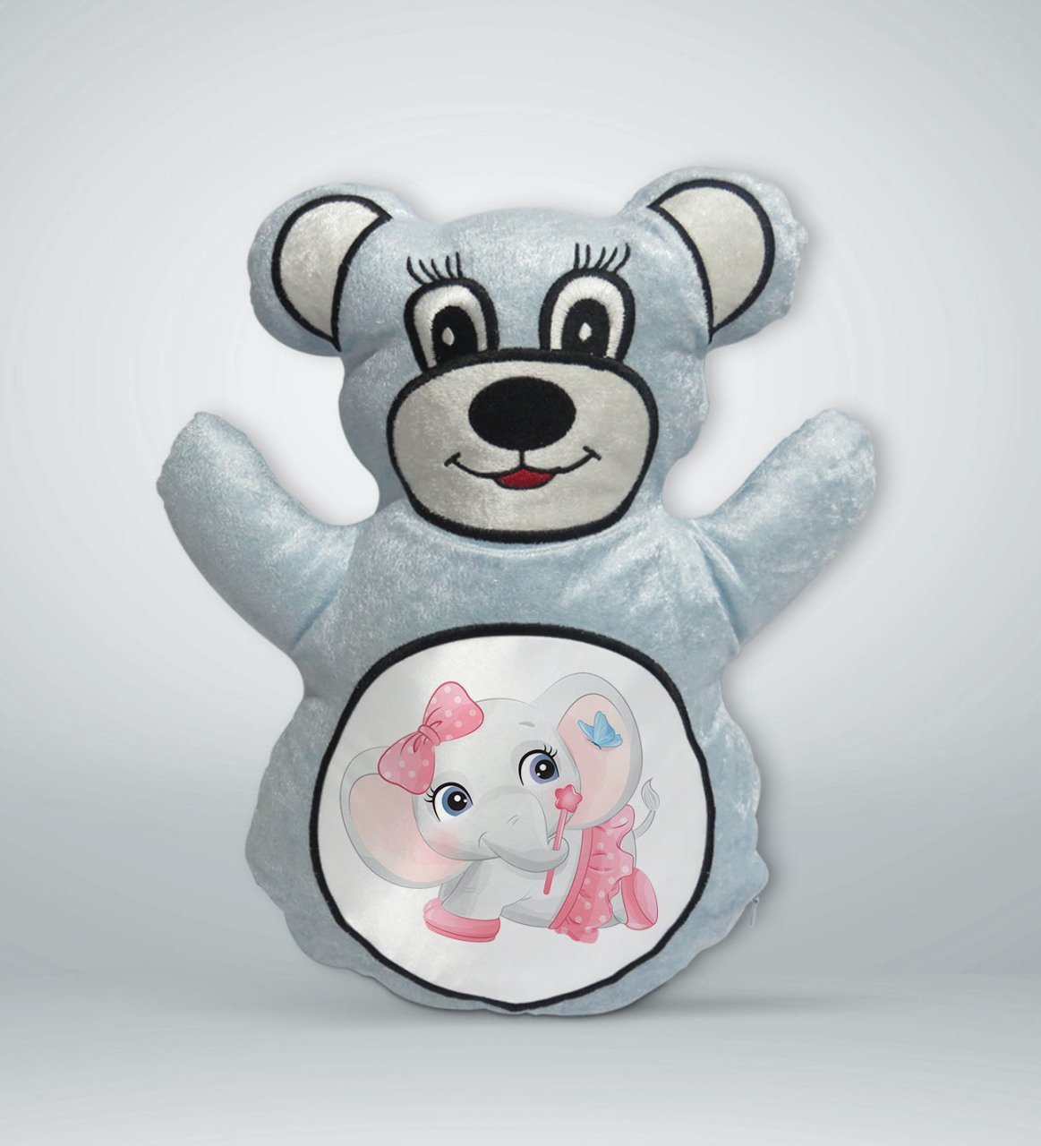 BK Gift Sevimli Fil Tasarımlı Mavi Ayıcık Yastık-7