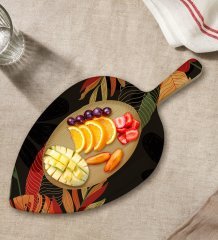 BK Gift Yapraklar Tasarımlı Yaprak Şeklinde Doğal Ahşap Servis ve Sunum Tabağı Model 12