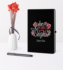 Kişiye Özel Yılın En Seksi Sevgilisi Temalı Siyah Defter Kalem Seti
