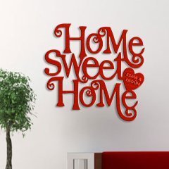 Kişiye Özel Home Sweet Home Kırmızı Renk Dokulu Ahşap Duvar Yazısı - 3
