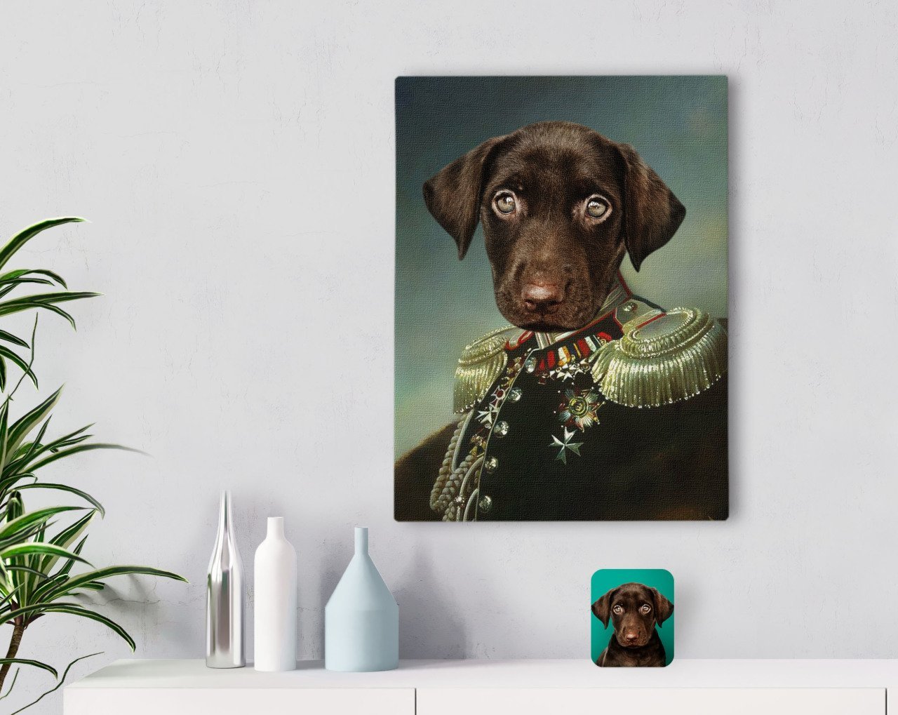 Kişiye Özel Evcil Dost Rönesans Tasarımlı Kanvas Tablo 30x50cm-3