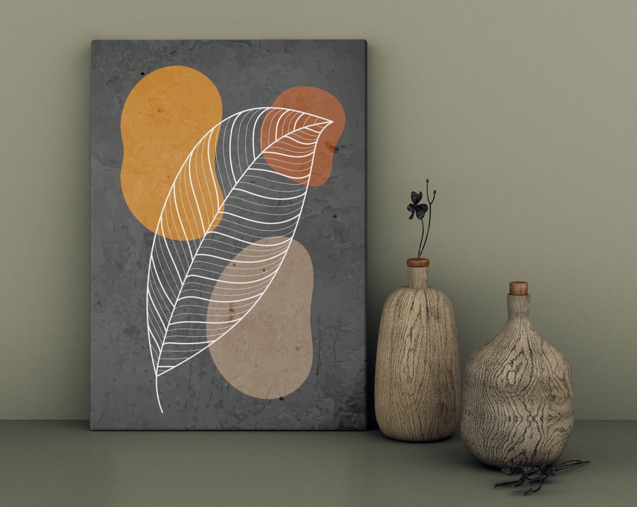 BK Home Leafs Tasarımlı Kanvas Tablo 30x50cm-2