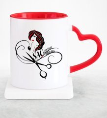 Kişiye Özel Mesleki Saç Stilisti Kırmızı Kalpli Kupa Bardak - 4