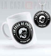 Kişiye Özel La Casa De Papel Kupa Anahtarlık Seti - 4