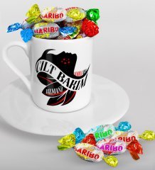 Kişiye Özel Cilt Bakım Uzmanı Türk Kahvesi Fincanı ve Haribo Şeker Hediye Seti-2
