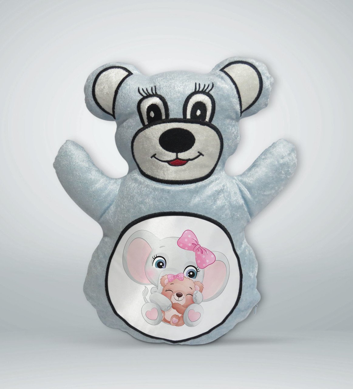 BK Gift Sevimli Fil Tasarımlı Mavi Ayıcık Yastık-6