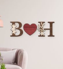BK Gift Kişiye Özel Çift Harfli Sevgili Temalı Ahşap Duvar Dekoru, Harfli Tablo, Sevgiliye Hediye, Ev Dekorasyonu, Sevgililer Günü Hediyesi