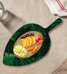 BK Gift Yapraklar Tasarımlı Yaprak Şeklinde Doğal Ahşap Servis ve Sunum Tabağı Model 11