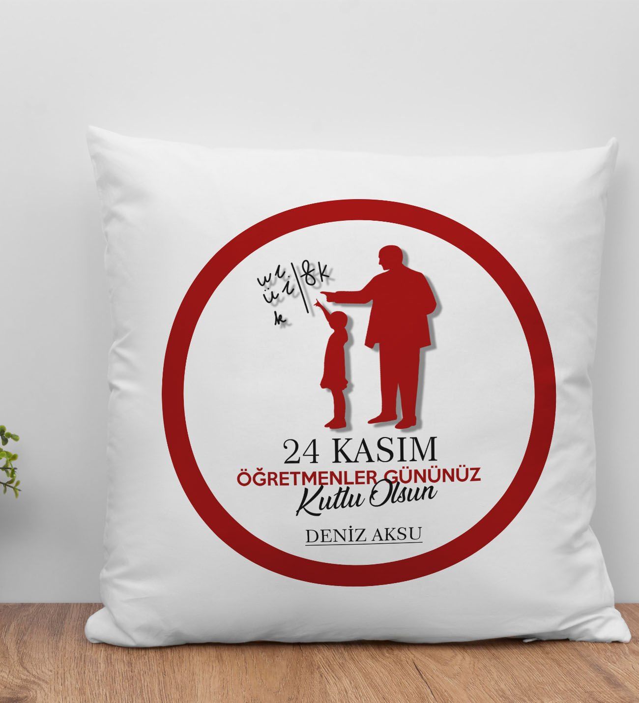 BK Gift Kişiye Özel Öğretmenler Günü Beyaz Kırlent Yastık- 9, Öğretmene Hediye, Öğretmenler Günü