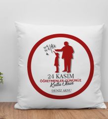 BK Gift Kişiye Özel Öğretmenler Günü Beyaz Kırlent Yastık- 9, Öğretmene Hediye, Öğretmenler Günü