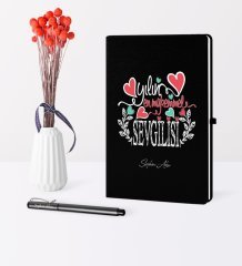Kişiye Özel Yılın En Mükemmel Sevgilisi Temalı Siyah Defter Kalem Seti