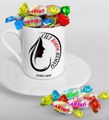 Kişiye Özel Cilt Bakım Uzmanı Türk Kahvesi Fincanı ve Haribo Şeker Hediye Seti-1