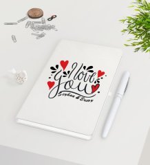 Kişiye Özel Sevgililer Günü Beyaz Defter Kalem Seti-76