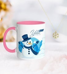 Kişiye Özel Yılbaşı Mutlu Yıllar Pembe Kupa ve Kar Tanesi Kolye-21