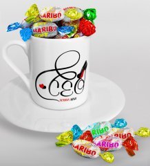 Kişiye Özel CEO Türk Kahvesi Fincanı ve Haribo Şeker Hediye Seti-3