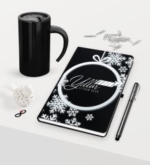 Kişiye Özel Yılbaşı Mutlu Yıllar Temalı Siyah Defter Kalem Termos Mug Seti - 14