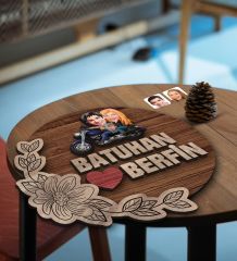 BK Gift Kişiye Özel Sevgililer Karikatürlü Kabartma Figürlü Ahşap Tablo, Duvar Dekoru, Sevgiliye Hediye, Ev Dekorasyonu, Sevgililer Günü Hediyesi-3