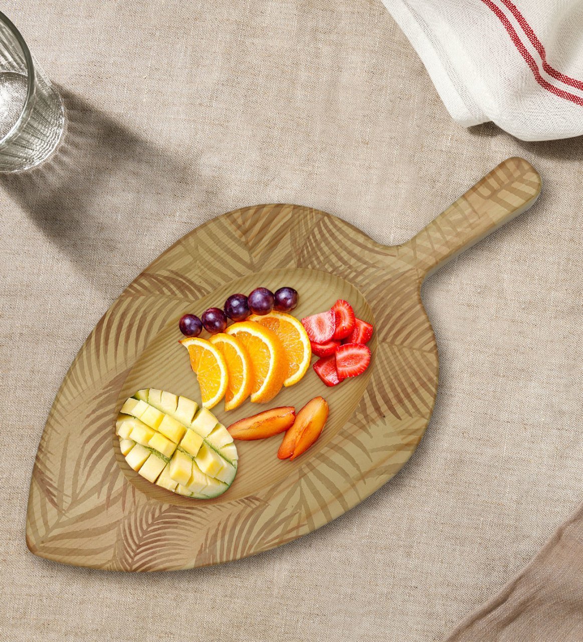 BK Gift Yapraklar Tasarımlı Yaprak Şeklinde Doğal Ahşap Servis ve Sunum Tabağı Model 9