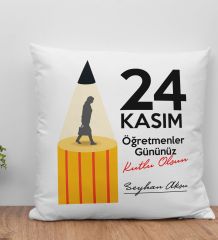 BK Gift Kişiye Özel Öğretmenler Günü Beyaz Kırlent Yastık- 7, Öğretmene Hediye, Öğretmenler Günü