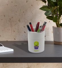 BK Gift Kişiye Özel Kaktüs Tasarımlı Beyaz Akrilik Kalemlik - Model 10