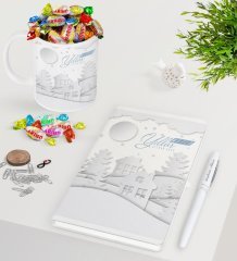Kişiye Özel Yılbaşı Mutlu Yıllar Beyaz Defter Kalem Kupa ve Haribo Şeker Hediye Seti-23