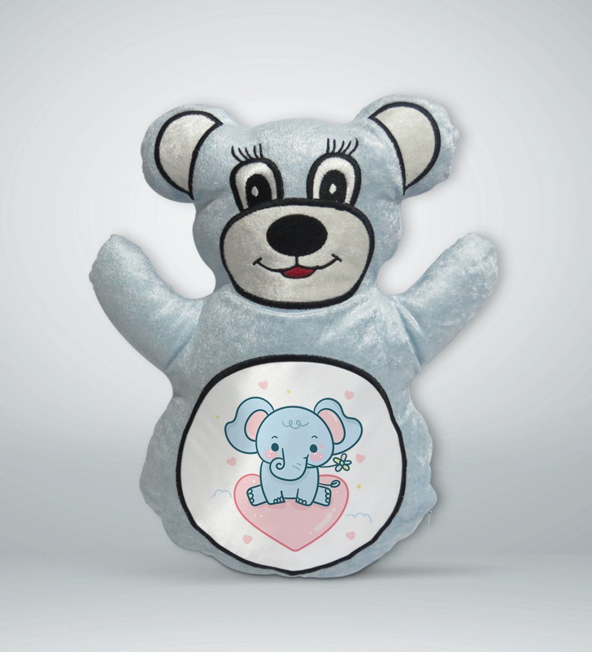 BK Gift Sevimli Fil Tasarımlı Mavi Ayıcık Yastık-3