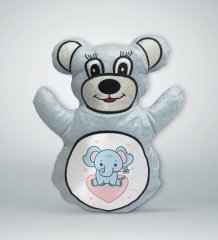 BK Gift Sevimli Fil Tasarımlı Mavi Ayıcık Yastık-3