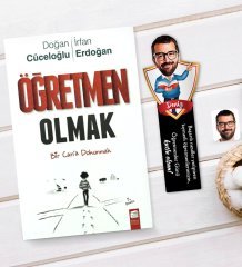 Kişiye Özel Erkek Öğretmen Karikatürlü Ahşap Kitap Ayracı Ve Öğretmen Olmak Kitabı Hediye Seti-2