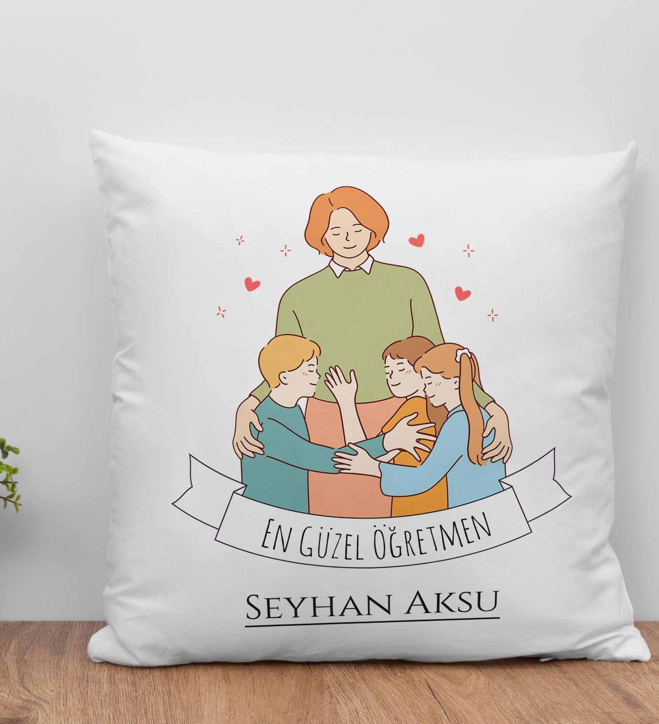 BK Gift Kişiye Özel Öğretmenler Günü Beyaz Kırlent Yastık- 6, Öğretmene Hediye, Öğretmenler Günü