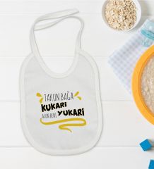 BK Kids Takun Bağa Kukari Tasarımlı Beyaz Bebek Mama Önlüğü-1