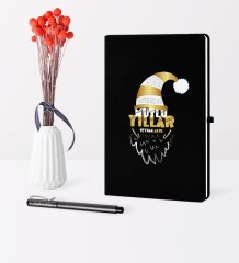 Kişiye Özel Yılbaşı Mutlu Yıllar Temalı Siyah Defter Kalem Seti - 8