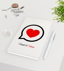 Kişiye Özel Sevgililer Günü Beyaz Defter Kalem Seti-74