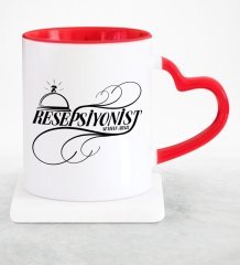 Kişiye Özel Mesleki Resepsiyonist Kırmızı Kalpli Kupa Bardak - 2